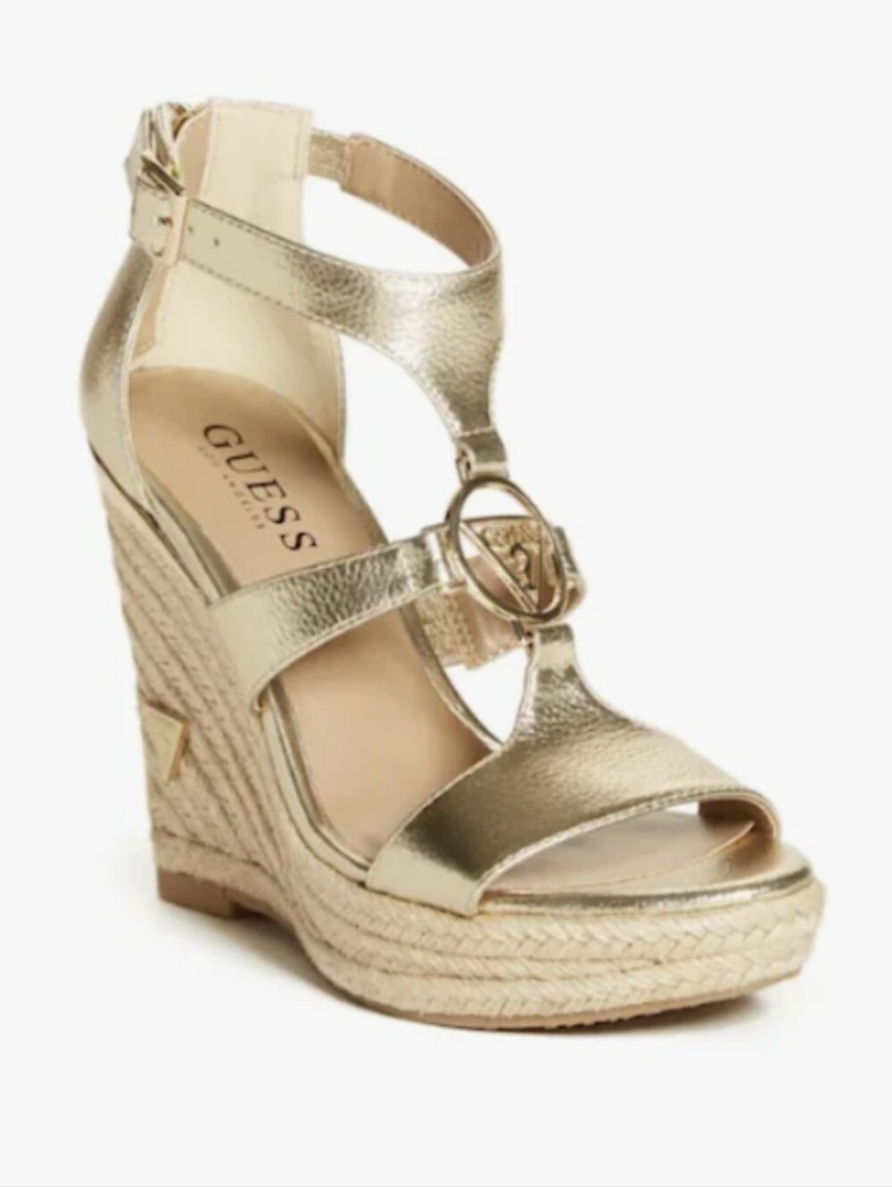 GUESS Gold Metallic Wedge Sandals